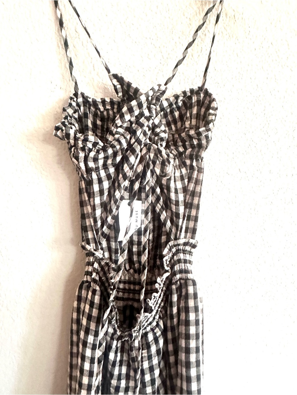 Gingham SWide-Leg Jumpsuit - Black & White - Picture 11 of 15